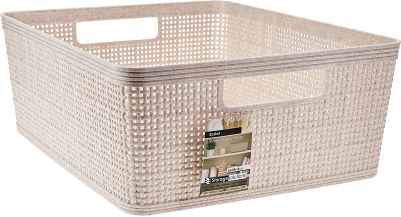 Storage Solutions Cream Storage Basket No Lid 34x29x13cm