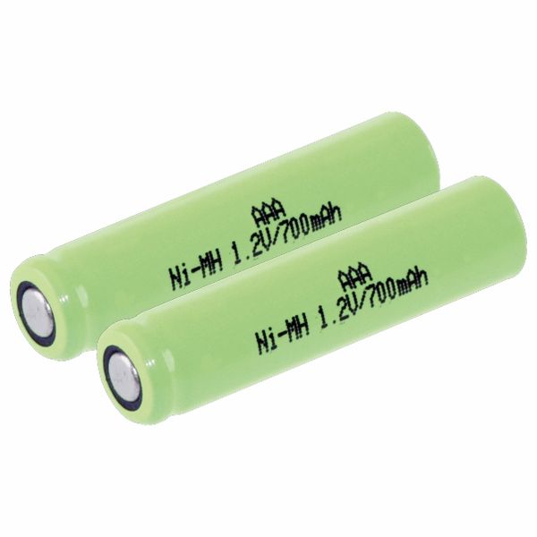 2 Pack - AAA Ni-MH 700mAh 1.2V - Flat Top - Rechargeable Battery