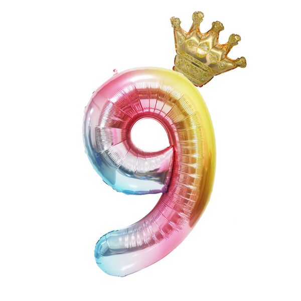 Crown Birthday Balloon Number 9