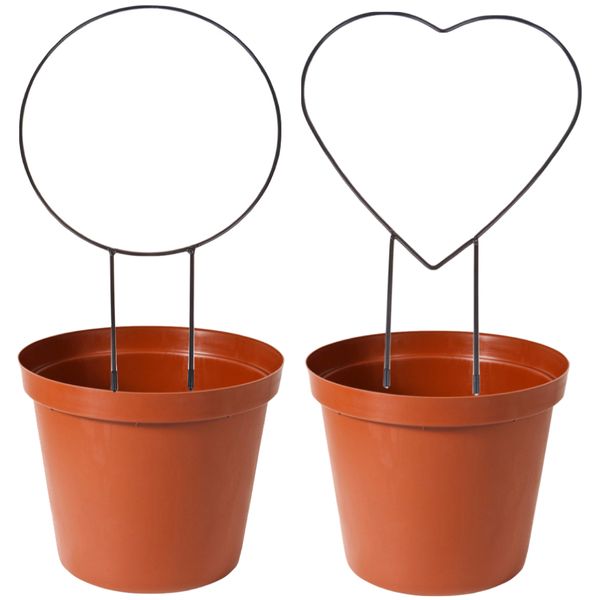 Garden Decor Climbing Plant Support Heart &amp; Circle Trellis &amp; 30cm Pots