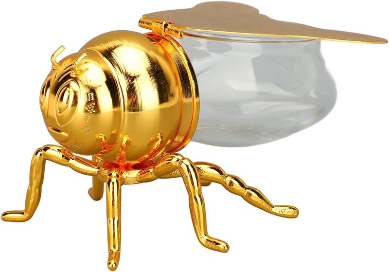 Gold Bee Shape Design Honey Jar
