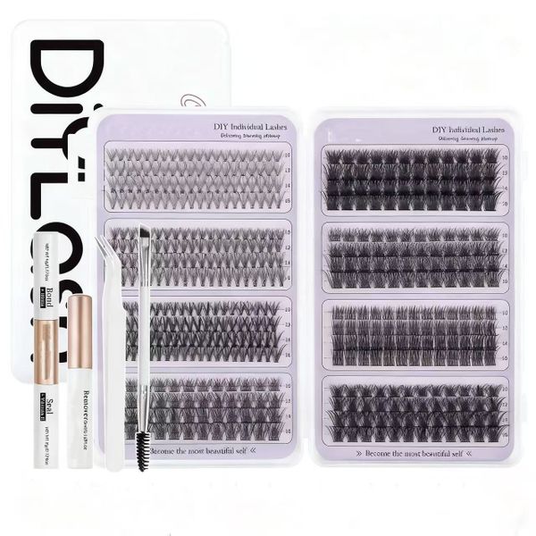 484pcs DIY Slim Eyelash Clusters 10-16mm Eyelash Extension Kit