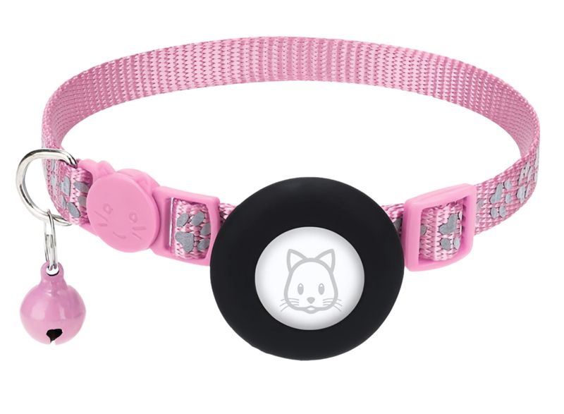 AirTag Pet Collar with Bell,Adjustable, Safety Breakaway Buckle