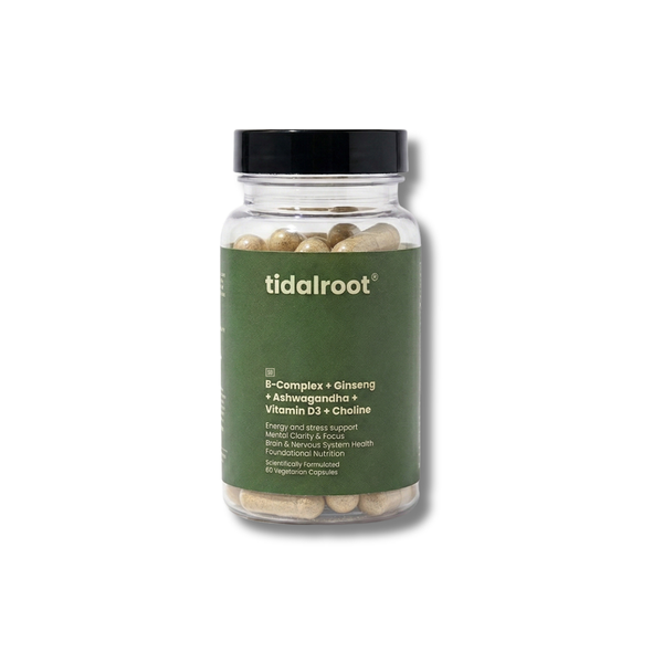 B-Complex + Ginseng + Ashwagandha + Vitamin D3 + Choline - 60 Veg Capsules