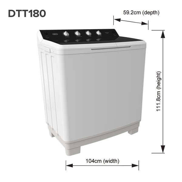 Defy 18KG DTT180 Twin Tub Washing Machine - White