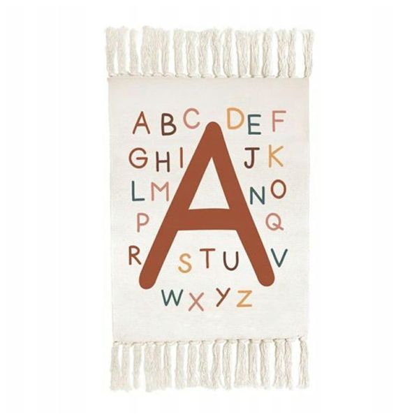 H&amp;S - Cotton Alphabet Rug with Tassels - 60 x 90cm