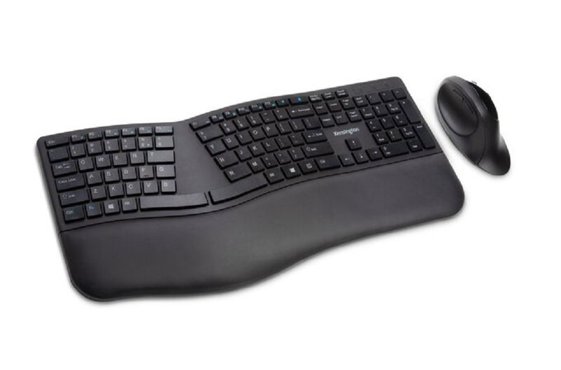 Kensington ProFit Ergonomic (Scupltured) Wireless Desktop Set - Keyboard and Mouse - Black