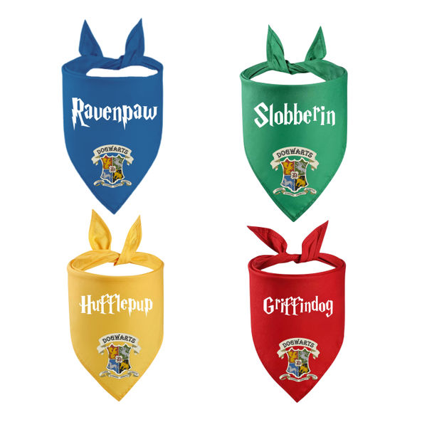 Dogwarts House Dog Bandana's Pack of 4