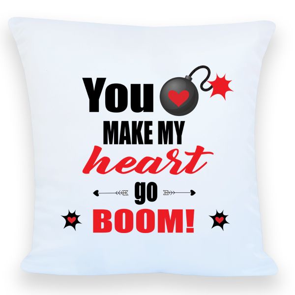 White Scatter Pillow Printed - Valentines Pillow Gift - You make my heart
