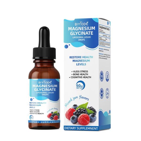 BIYODE Magnesium Glycinate Liquid Drops 60ml - 1500mg for Wellness