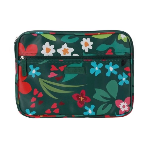 SoGood-Candy - Laptop Sleeve, 13 Inch - Green Retro Floral
