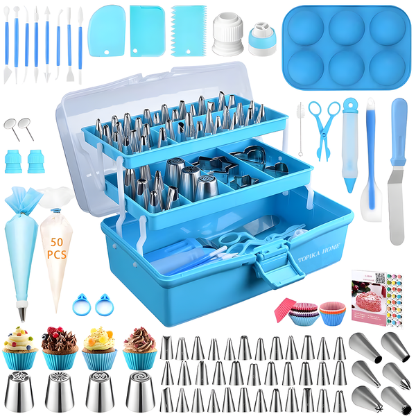 TopikaHome - Cake Decorating Supplies Kit 236pcs with Storage &amp; Piping Tips