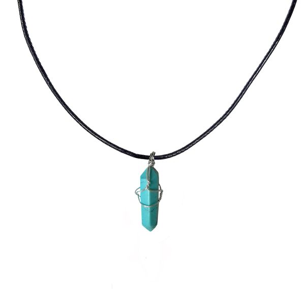 Earth Stone Collection - Wire Wrapped Turquoise Stone Necklace