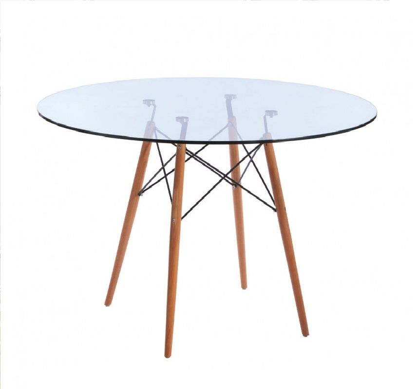 80cm Glass Table with Wooden Legs | Shop Today. Get it Tomorrow ...