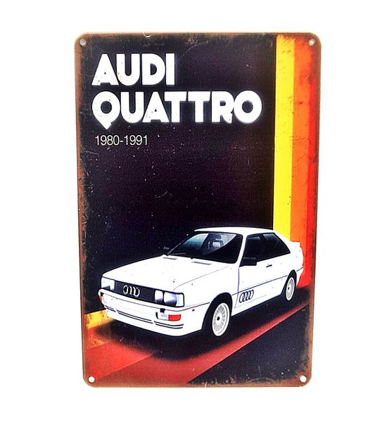 Audi Quattro Vintage Style Metal Tin Sign for Cafe Bar Wall Décor