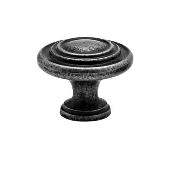 Double Scroll Knob, Antique Pewter, 32mm - 6 Pack