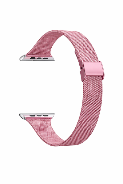 Slim Pink Metal Milanese Watch Strap Compatible with Apple- 38mm/40mm/41mm