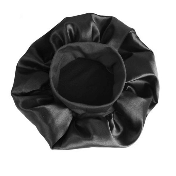 Satin Bonnet Silky Sleep Cap-Black