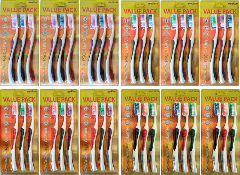 Oralwise ProClean 3-pack Toothbrushes - Value-Pack (12's)