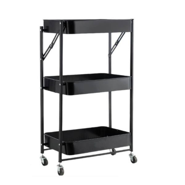 Black Rolling Craft Shelf Organizer 3 Tiers