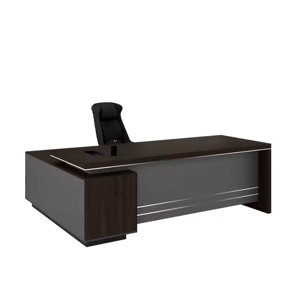 Compact Mid-range Adonis Gray and Oak Executive L-shaped Study Office Desk