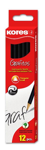 Kores Grafitos HB Triangular Graphite Pencils, Box of 12