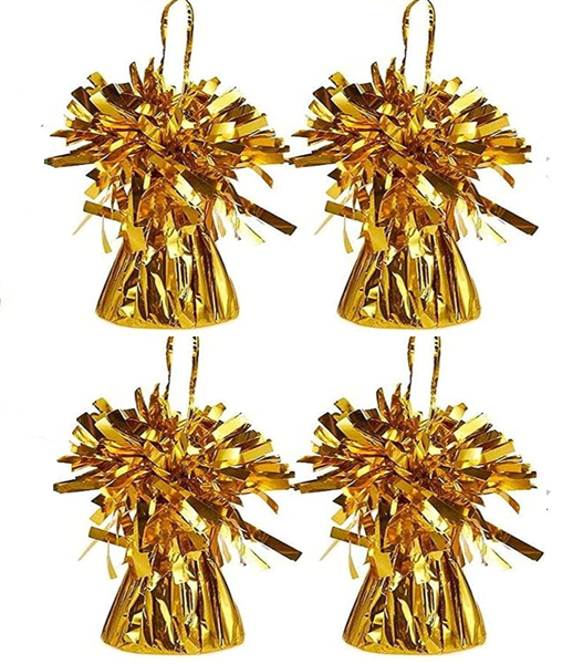 Balloon Weights with Foil, Metallic Wrapped Balloon Weights - Set Of 4