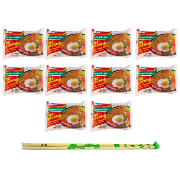 Indomie Migoreng Instant Noodles - 80g x 10 &amp; Chopsticks