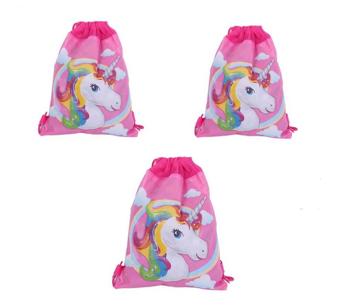 Unicorn Party Drawstring Bags set of 3