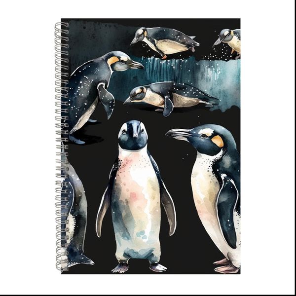 Penguins Dark Background Watercolor Gift Idea A4 Notepad 212