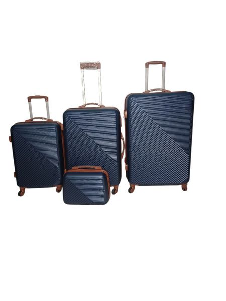 Hard Shell Suitcase Set - Navy Blue and Brown - 4-Piece