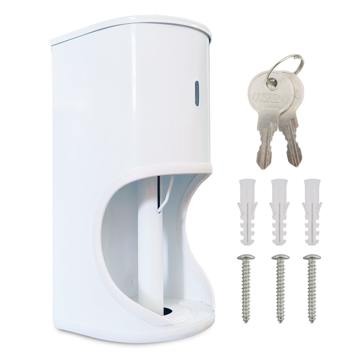 Lockable 2-Roll Toilet Paper Holder White Color