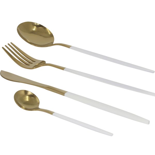 Soul Lifestyle Premium Quality 24 Piece Dinnerware Set - White/Gold