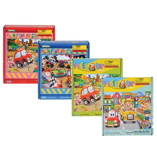 Bulk Pack x 4 Funny Car Jigsaw Puzzle - 100 Piece