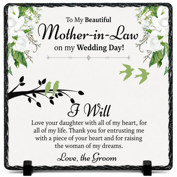 Mother-in-Law Wedding Day Rock Slate Gift from Groom