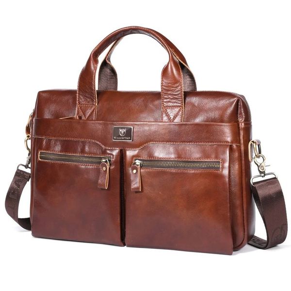 Bullcaptain - Barrett Genuine Leather Briefcase - 15.6" Laptop Shoulder Bag
