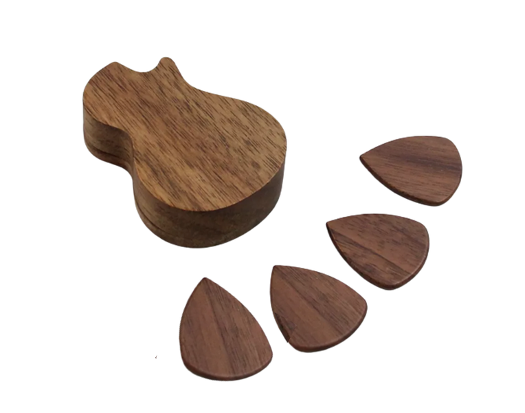 Wooden Guitar box &amp; picks