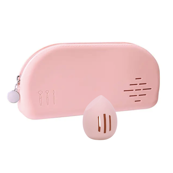 2-Piece Silicone Makeup Brush &amp; Sponge Travel Case Set
