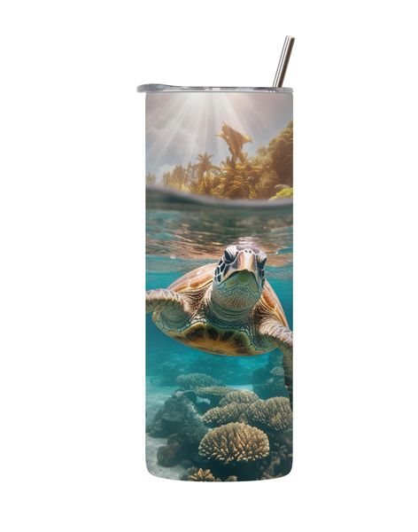 Turtle_9 20 Oz Tumbler with Lid Straw Trendy Ocean Graphic Sea Life Gift172