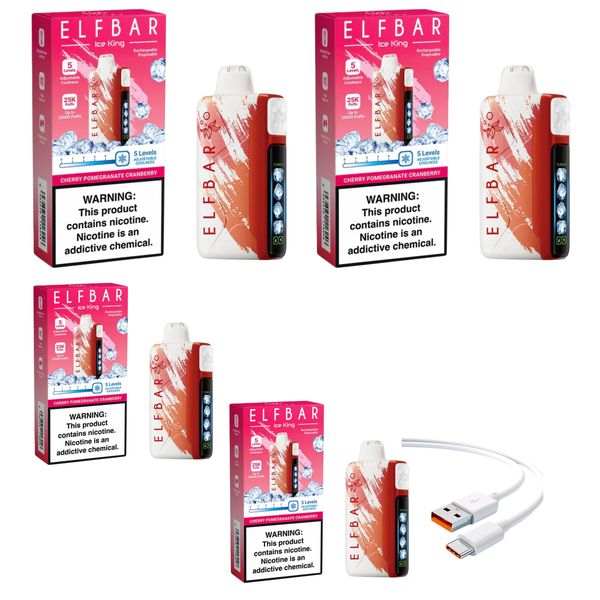 Elfbar Ice King 25k Cherry Pom Cranberry+DiscoVape Charging Cable (4 Pack)