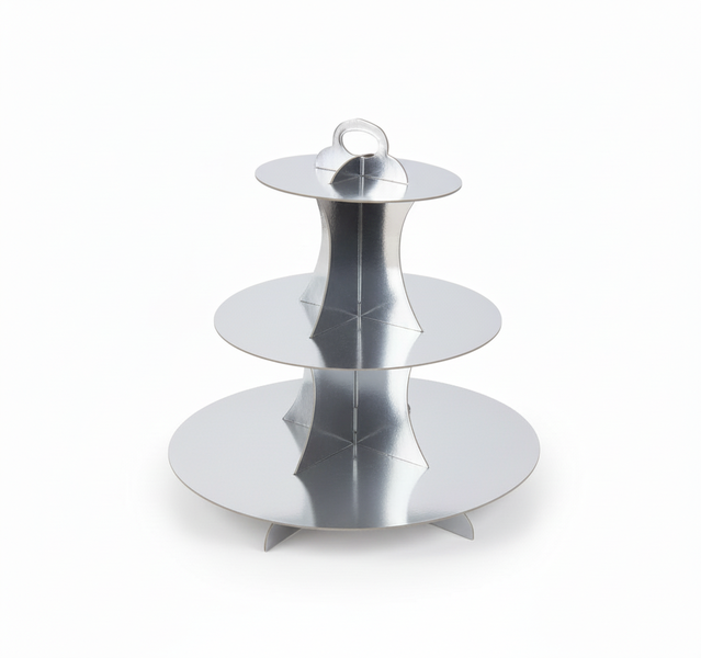 3-Tier Metallic Cake Stand for Desserts and Cupcakes