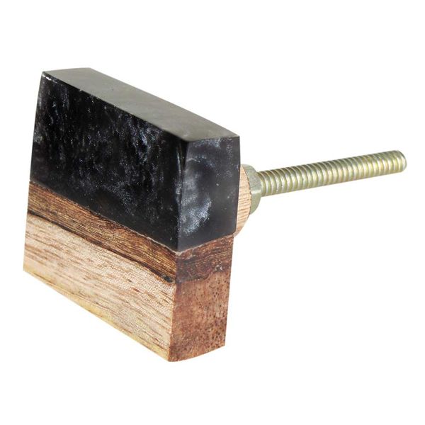 Square Wood and Resin Drawer Knob