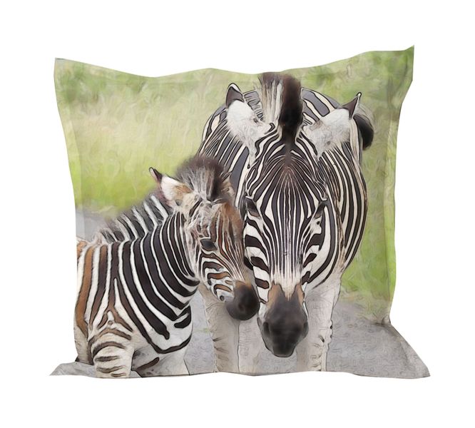 I Love it Here - Zebra Cushion Throw Pillow with Feather Inner