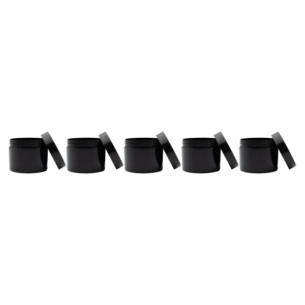 5 x Black 125g Plastic Tubs | Reusable Storage and Travel Containers