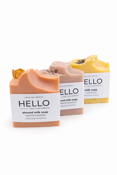 HELLO Natural Handmade Soap Trio - Almond Milk Botanical Bath Bars