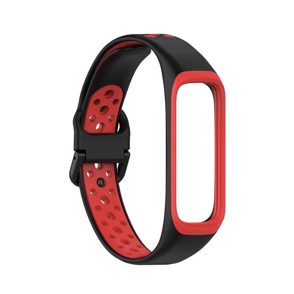 Silicone Sport Strap Compatible With Samsung Galaxy Fit 2 R220-Black &amp; Red