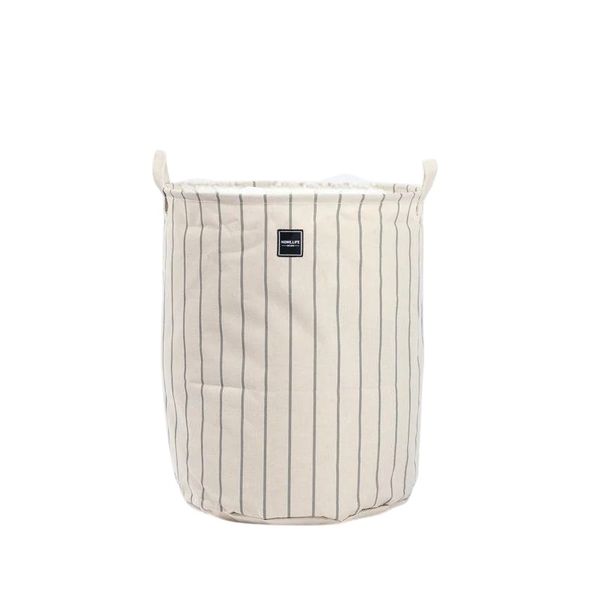 Canvas Laundry Basket Grey Stripe (40cm x 50cm)