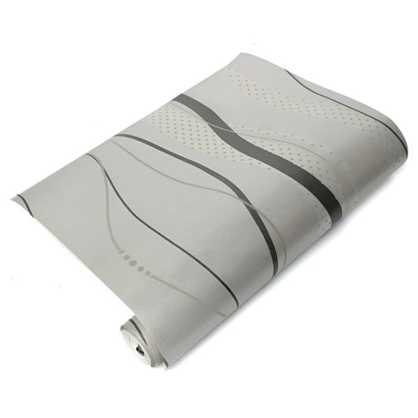 10×0.53m Luxury Non Woven Striped 3D Textured Wallpaper - Grey