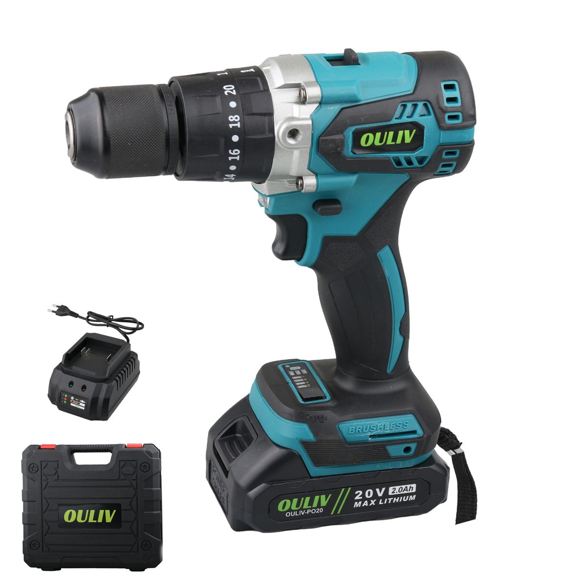 OULIV 80N.m Brushless Lithium Impact Drill-Includes 1 Battery & Charge