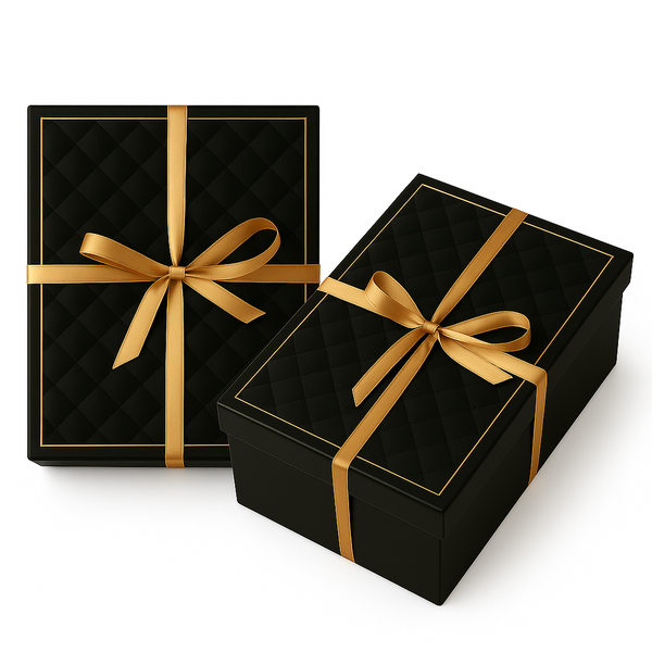 Luxury Foldable Gift Box with Ribbon Present Box for Birthday Party - Black
